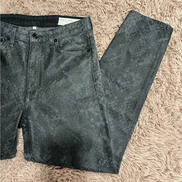RAG & Bone Women Nina High Rise Cigarette Jeans in Black Snake Print - Picture 2 of 11